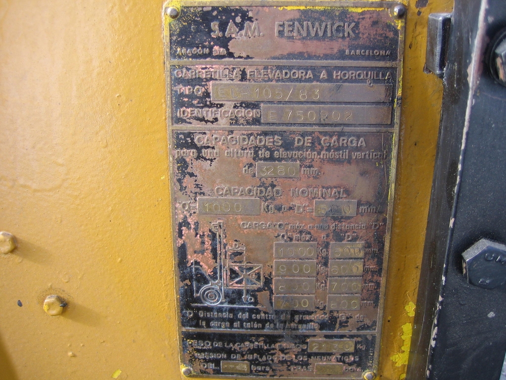 VISTA FICHA TECNICA VISTA MASTIL SUBIDO ENTERO FENWICL CARRETILLA ELEVADORA ELECTRICA 1000KG